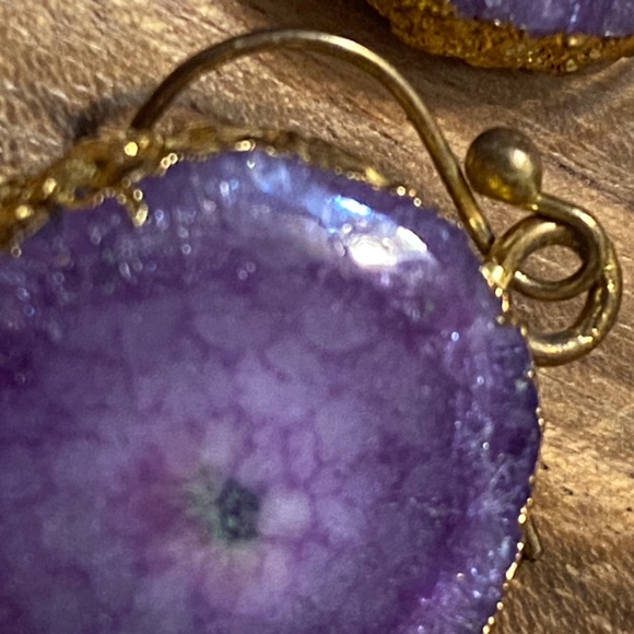 Gold foiled purple agate earrings - Picture 7 of 9